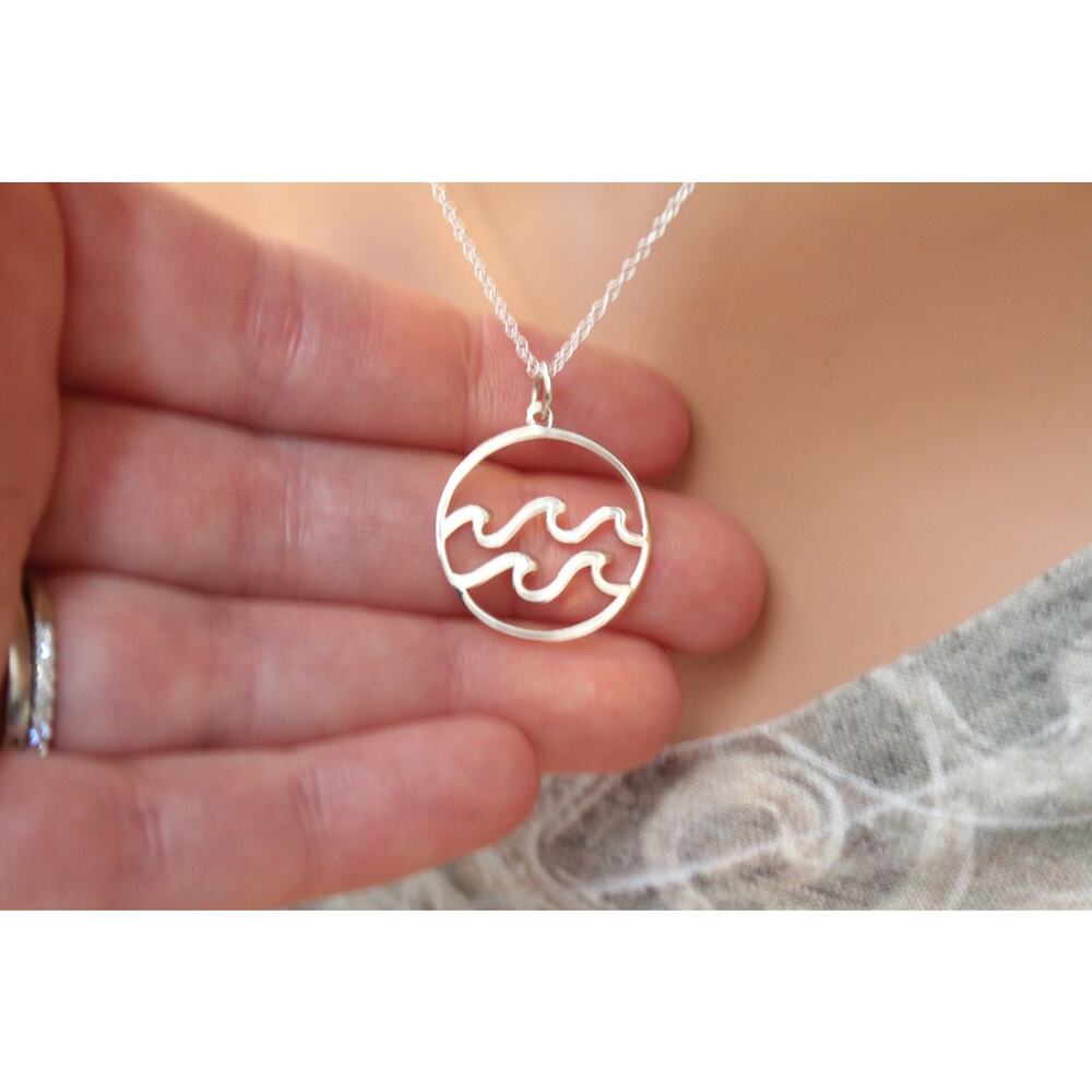 Sterling Silver Openwork Water Element Charm Neck… - image 3